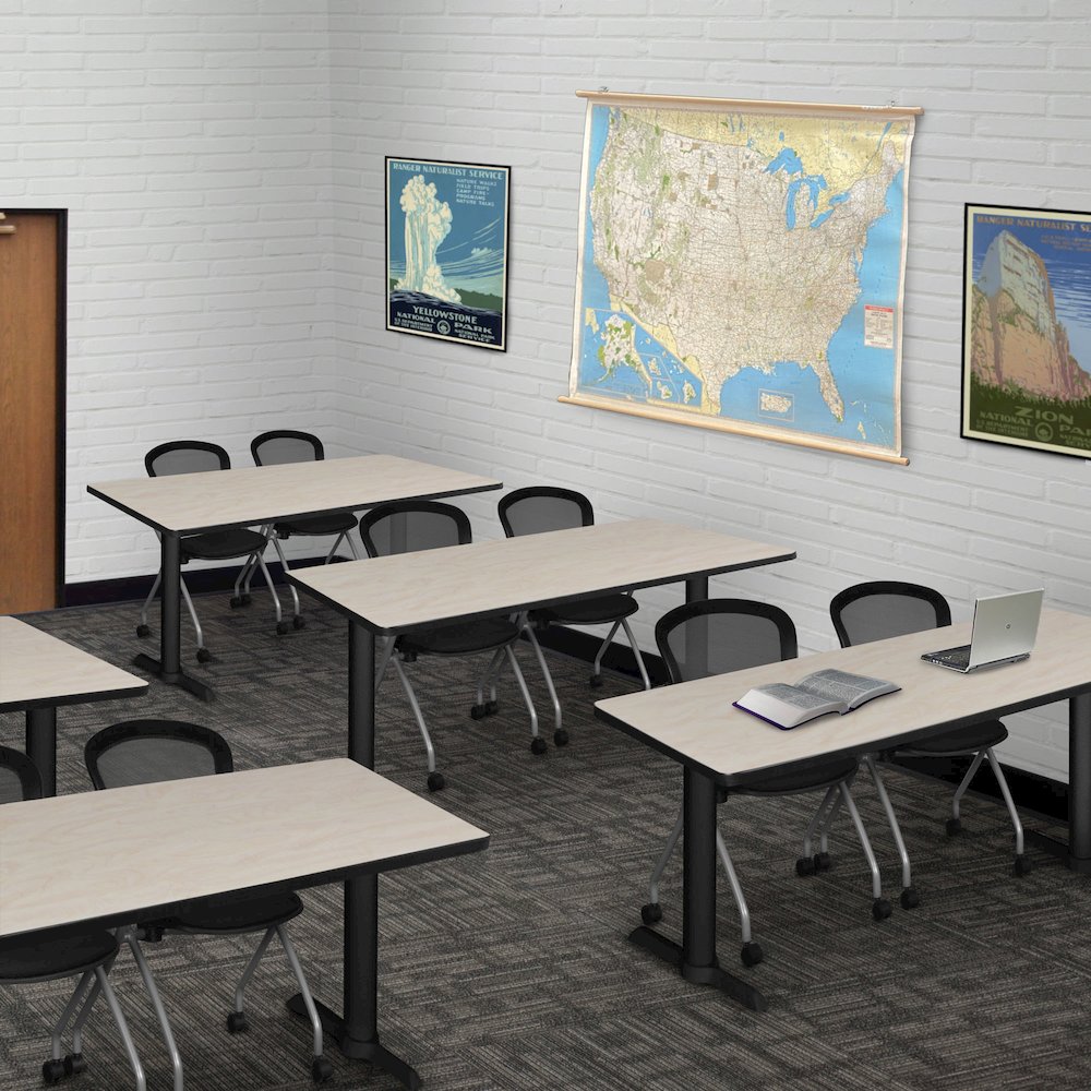 42 x 24 in. Steel T-Base Training Seminar Table- Maple