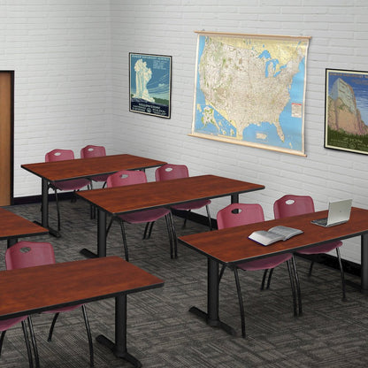 60 x 24 in. Steel T-Base Training Seminar Table- Cherry
