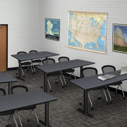 60 x 24 in. T-Base Training Seminar Table- Grey & 2 Cadence Nesting Chairs