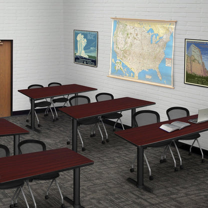 60 x 24 in. T-Base Training Seminar Table- Mahogany & 2 Cadence Nesting Chairs