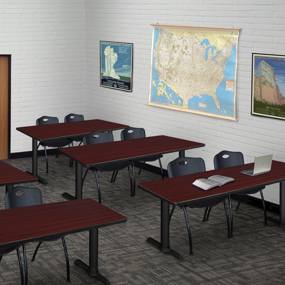 60 x 24 in. Steel T-Base Training Seminar Table- Mahogany