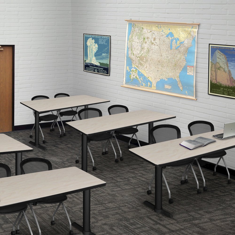 60 x 24 in. T-Base Training Seminar Table- Maple & 2 Cadence Nesting Chairs