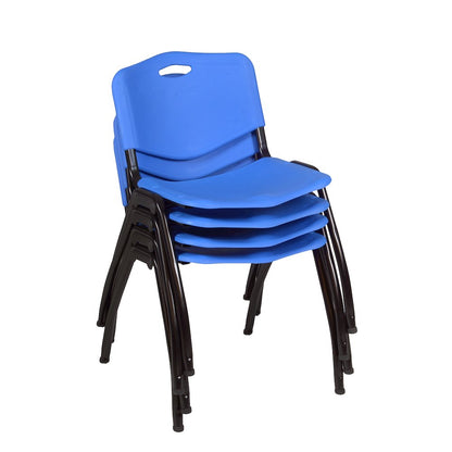66 x 24 in. T-Base Training Seminar Table- Cherry & 2 M Stack Chairs- Blue