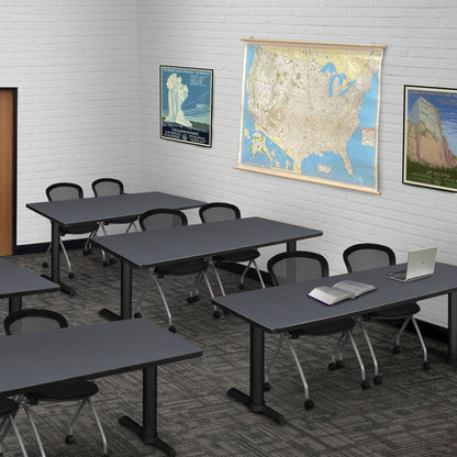 72 x 24 in. T-Base Training Seminar Table- Grey & 2 Cadence Nesting Chairs