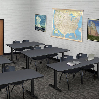 72 x 24 in. T-Base Training Seminar Table- Grey & 2 M Stack Chairs- Black