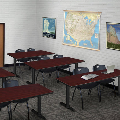 72 x 24 in. Steel T-Base Training Seminar Table- Mahogany