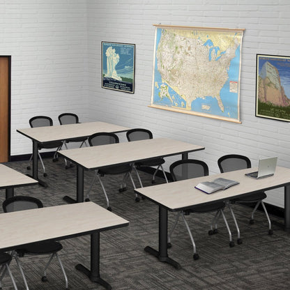 72 x 24 in. T-Base Training Seminar Table- Maple & 2 Cadence Nesting Chairs