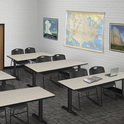 72 x 24 in. T-Base Training Seminar Table- Maple & 2 Zeng Stack Chairs- Black