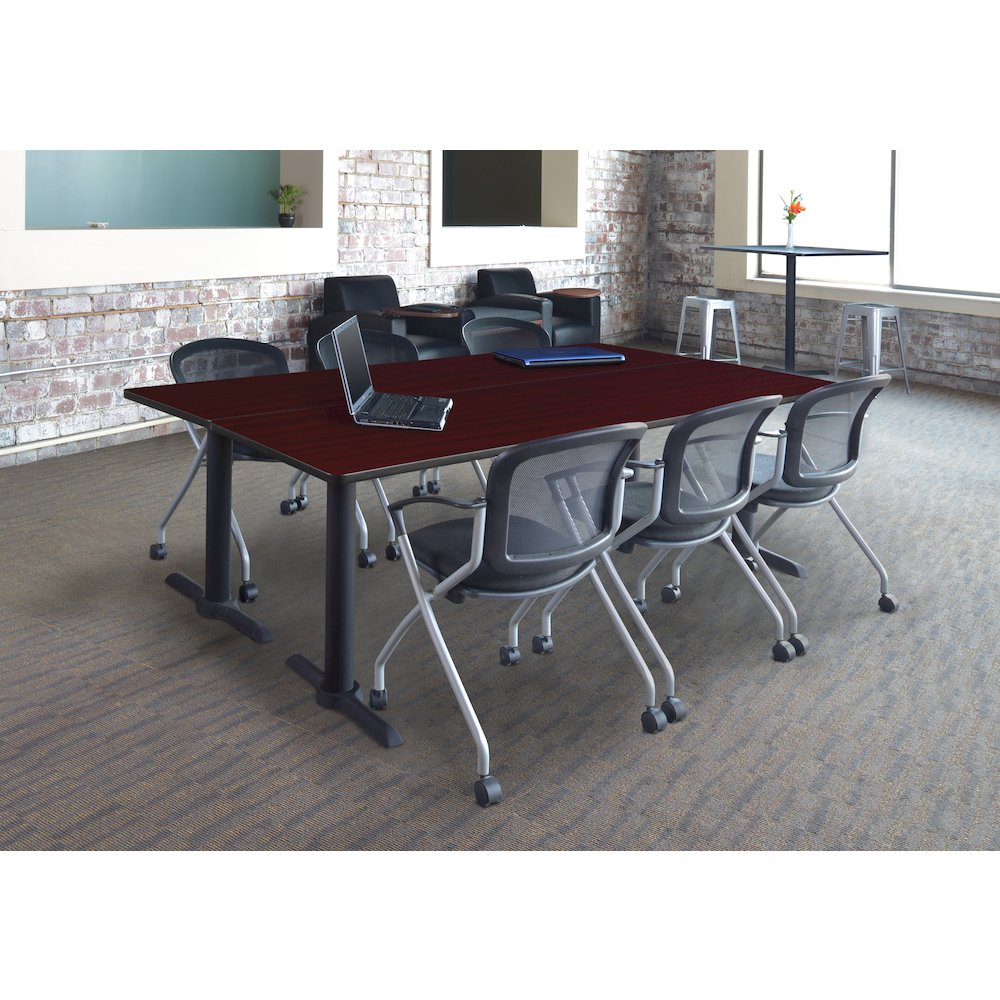 84 x 24 in. Steel T-Base Training Seminar Table- Mahogany