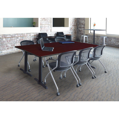 84 x 24 in. Steel T-Base Training Seminar Table- Mahogany