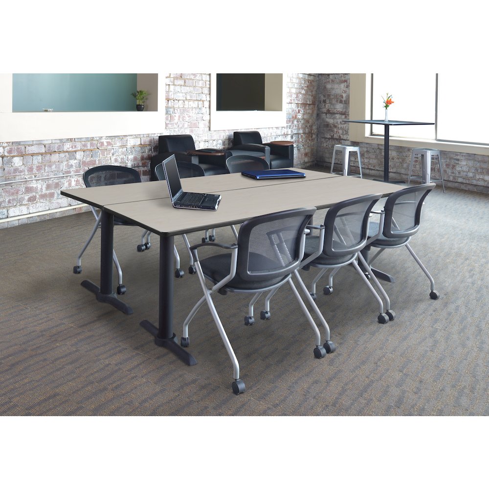 84 x 24 in. Steel T-Base Training Seminar Table- Maple