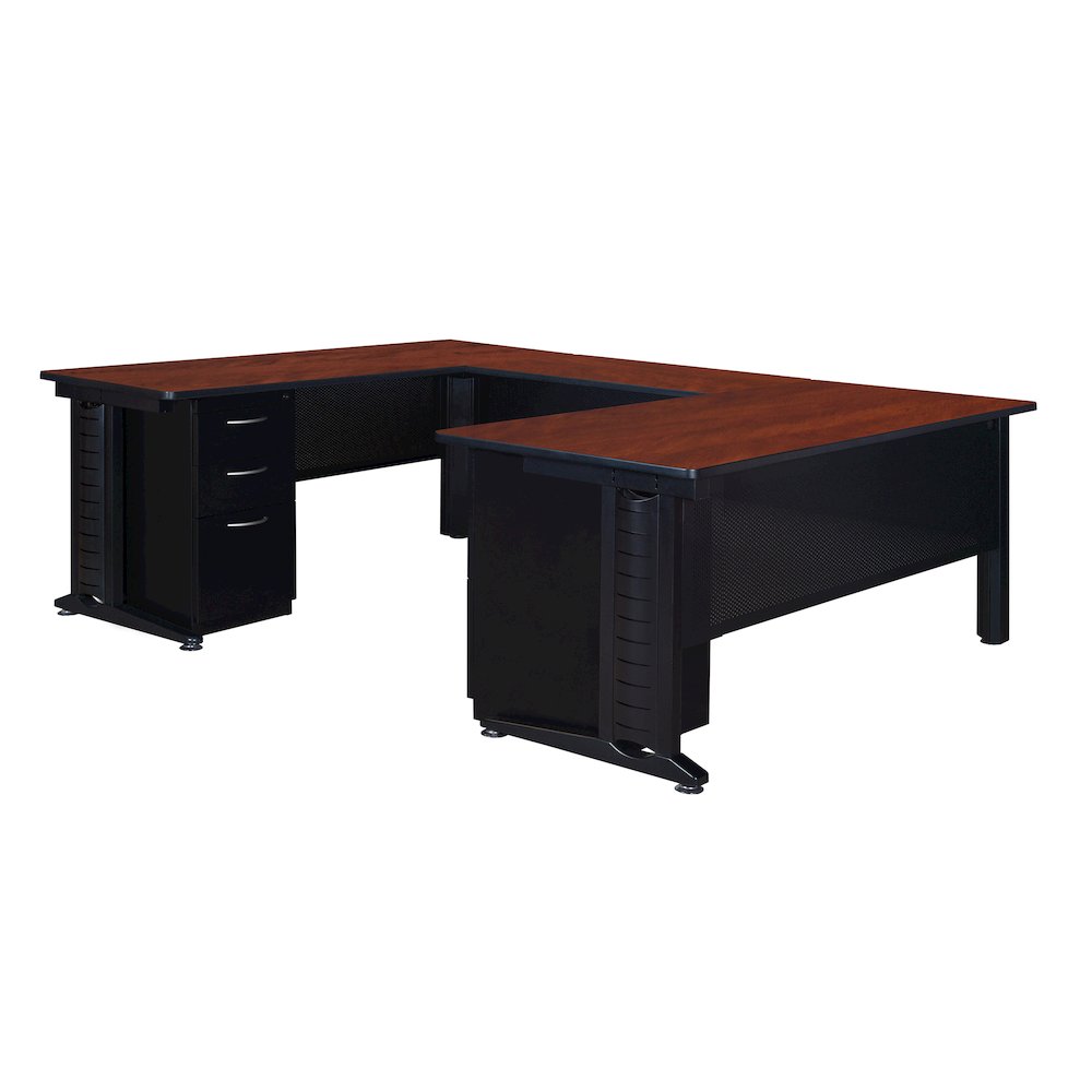 72 x 72 in. U Shaped Desk with Double Pedestal Drawer Unit- Cherry