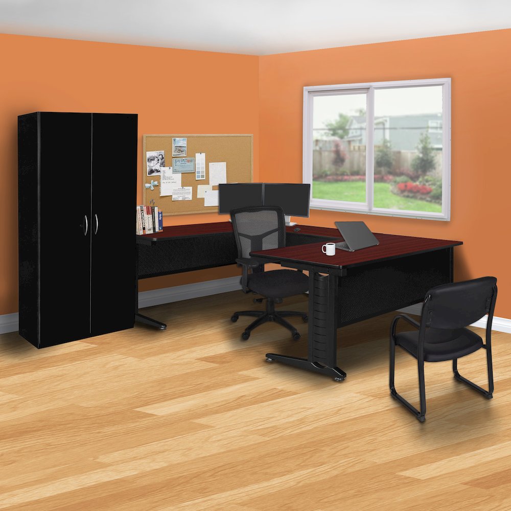 72 x 78 in. U Shape Desk Shell- Mahogany