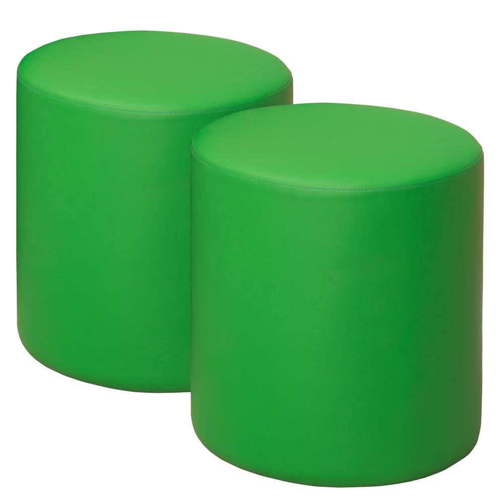 Logan Round Vinyl Ottoman (Set of 2)- Envy Green