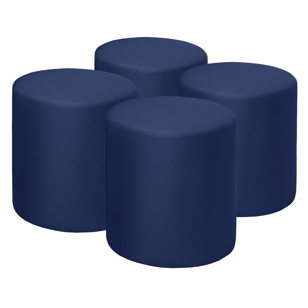 Logan Round Vinyl Ottoman (Set of 4)- Naval Blue