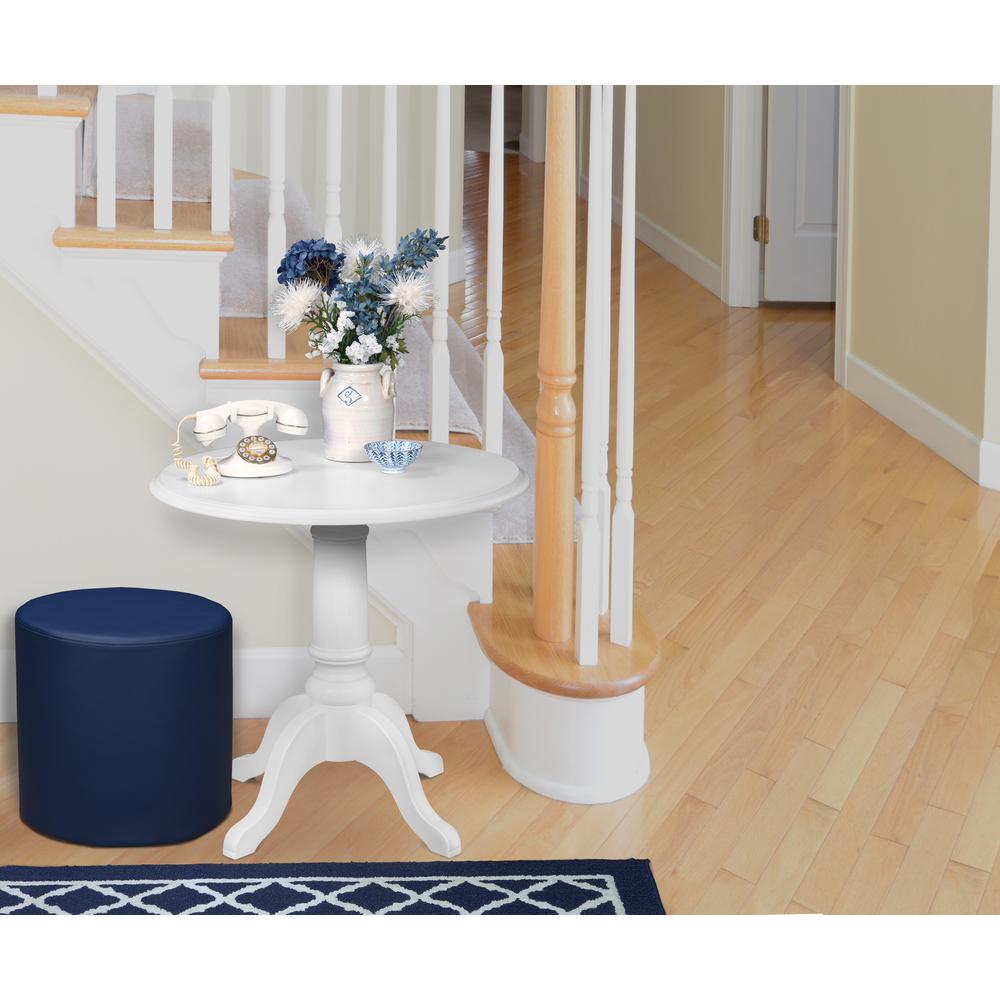 Logan Round Ottoman- Naval Blue
