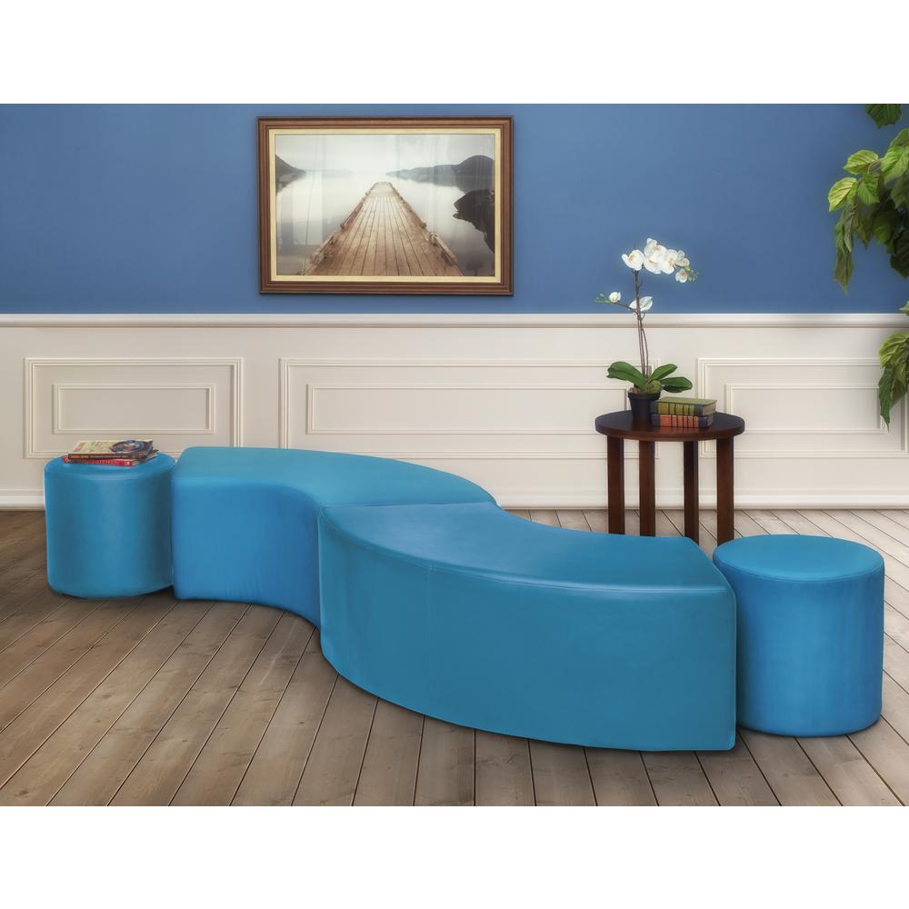 Logan Round Vinyl Ottoman (Set of 2)- Peacock Teal