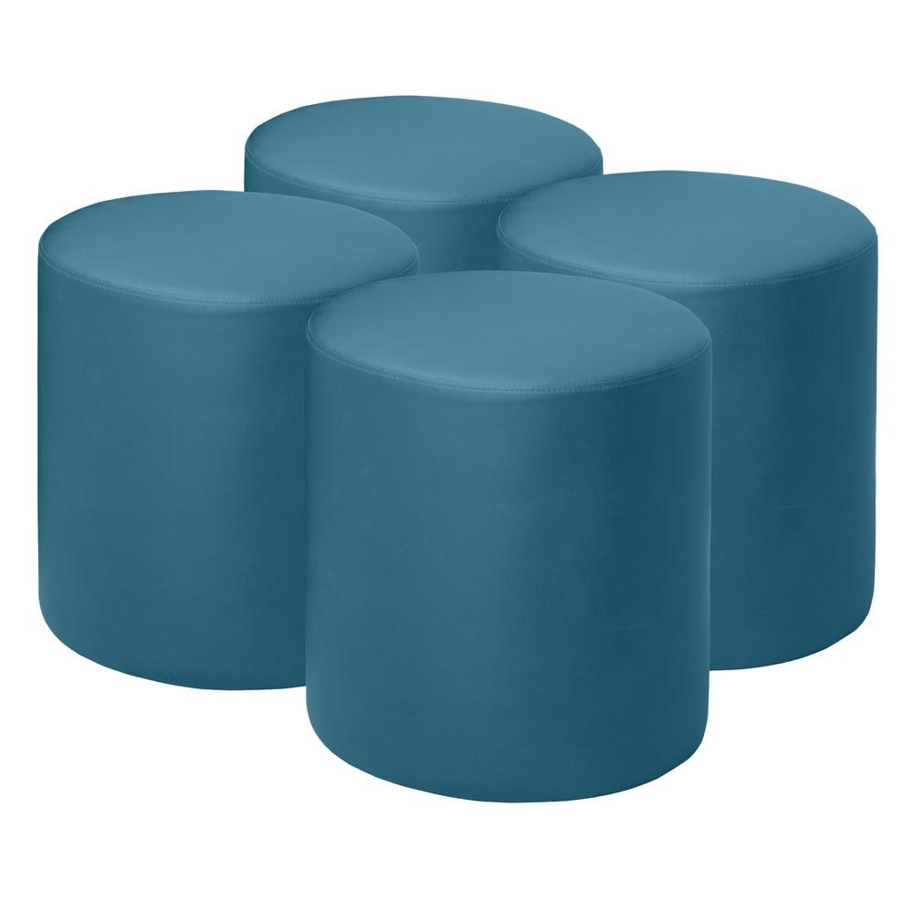 Logan Round Vinyl Ottoman (Set of 4)- Peacock Teal