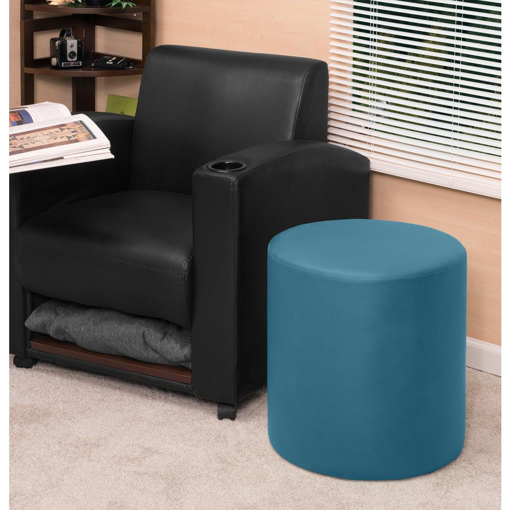 Logan Round Ottoman- Peacock Teal