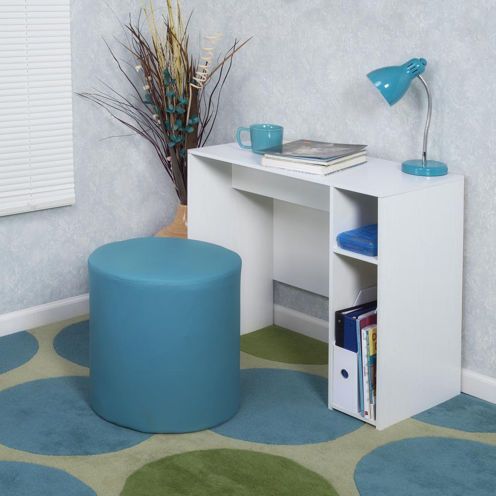 Logan Round Ottoman- Peacock Teal