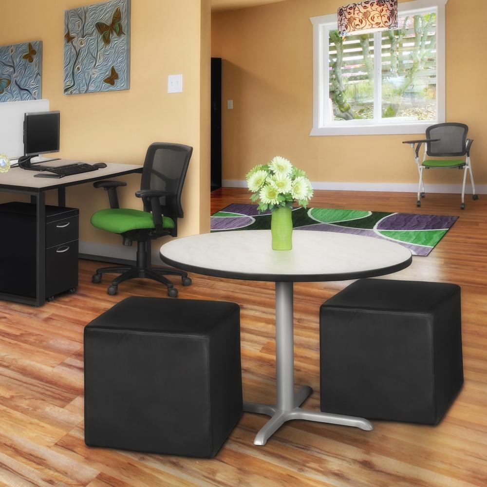 Jean Square Vinyl Ottoman (Set of 2)- Black