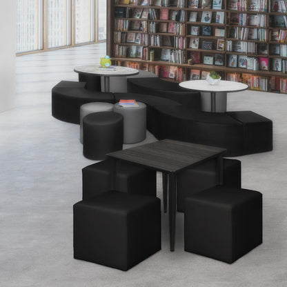 Jean Square Vinyl Ottoman (Set of 4)- Black