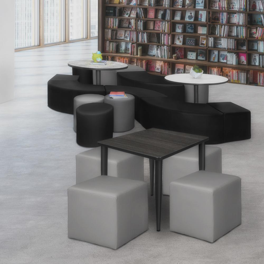 Aurora Curved Vinyl Ottoman (Set of 4)- Black