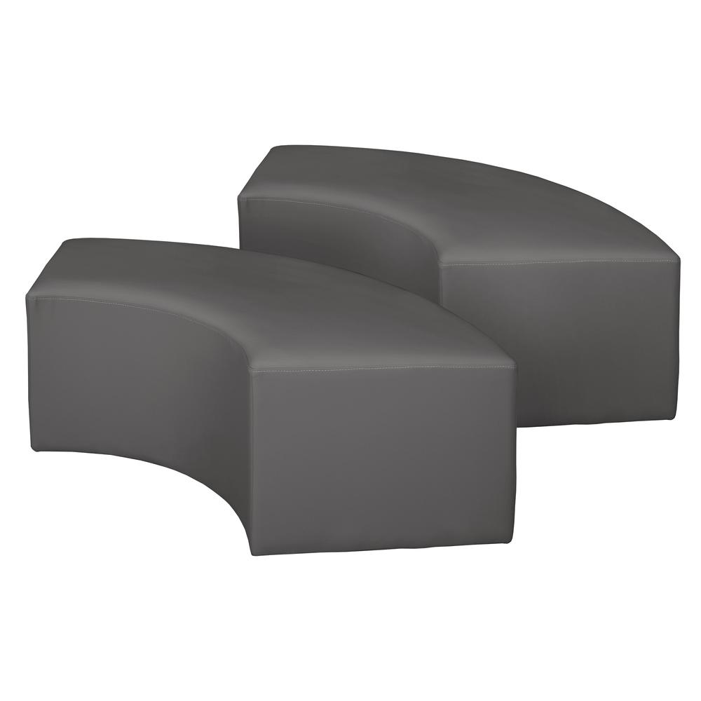 Aurora Curved Vinyl Ottoman (Set of 2)- Grey