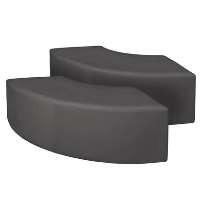 Aurora Curved Vinyl Ottoman (Set of 2)- Grey