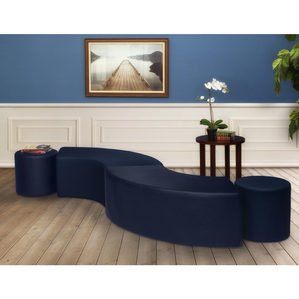 Aurora Curved Vinyl Ottoman (Set of 2)- Naval Blue