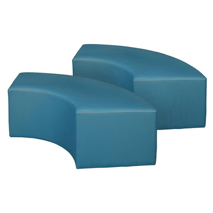 Aurora Curved Vinyl Ottoman (Set of 2)- Peacock Teal