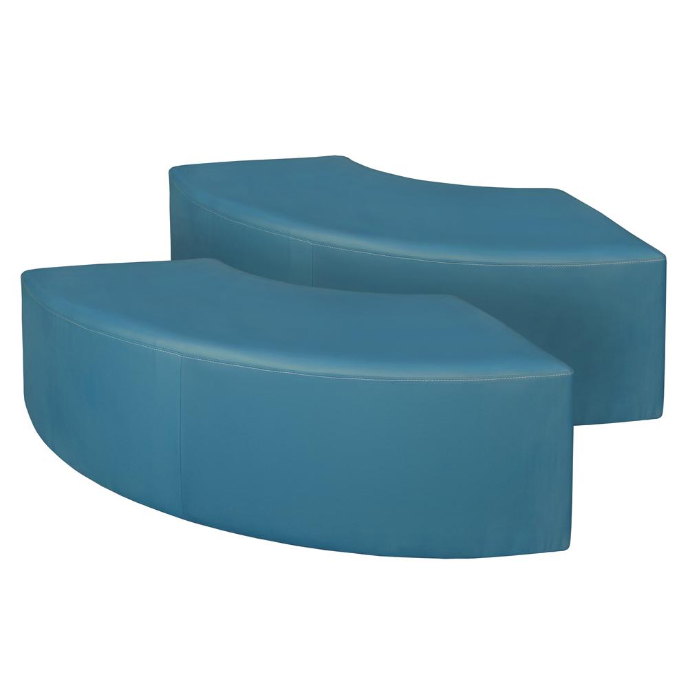 Aurora Curved Vinyl Ottoman (Set of 2)- Peacock Teal