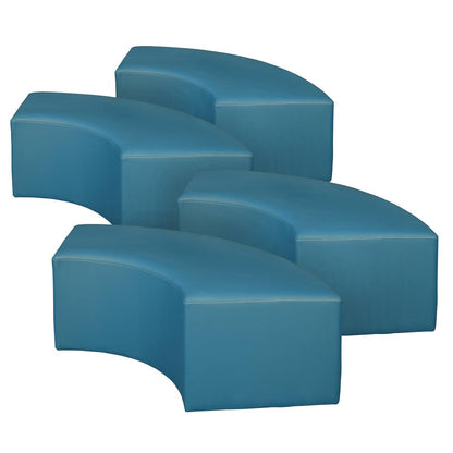 Aurora Curved Vinyl Ottoman (Set of 4)- Peacock Teal