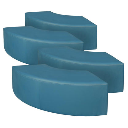 Aurora Curved Vinyl Ottoman (Set of 4)- Peacock Teal