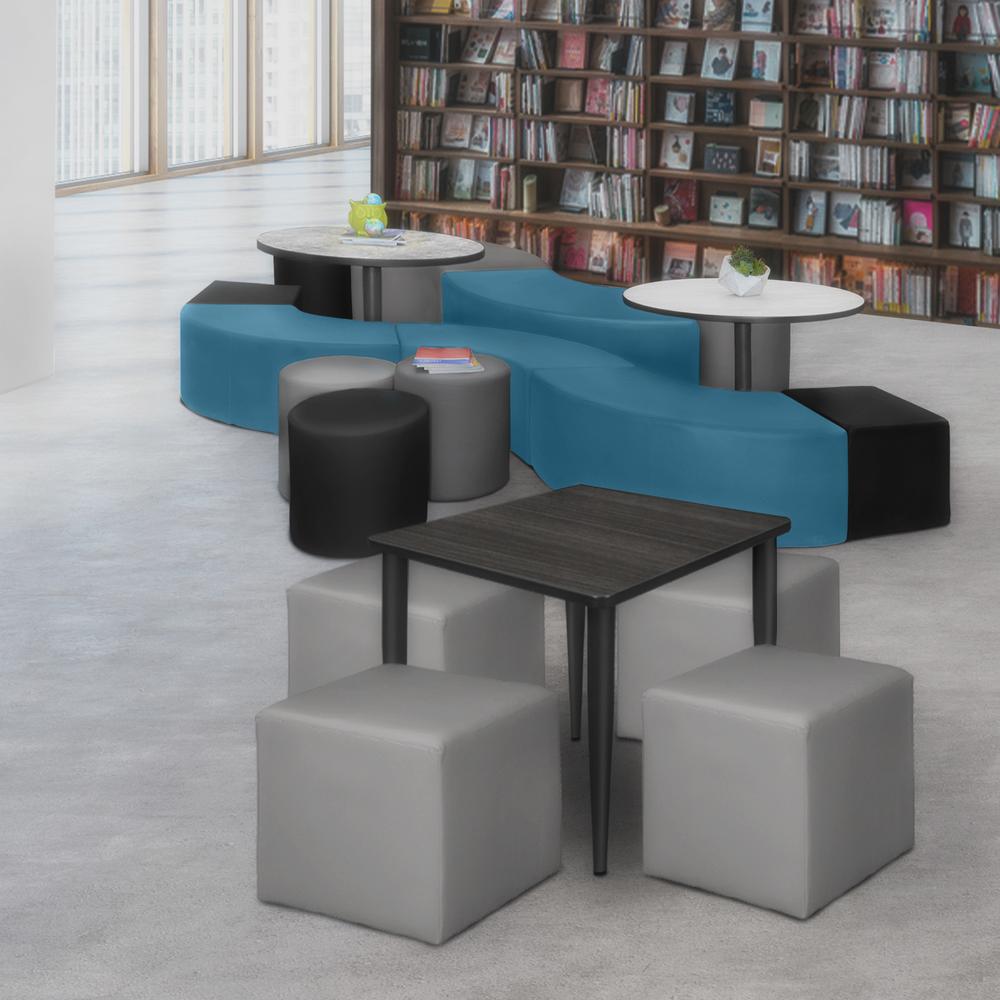 Aurora Curved Vinyl Ottoman (Set of 4)- Peacock Teal