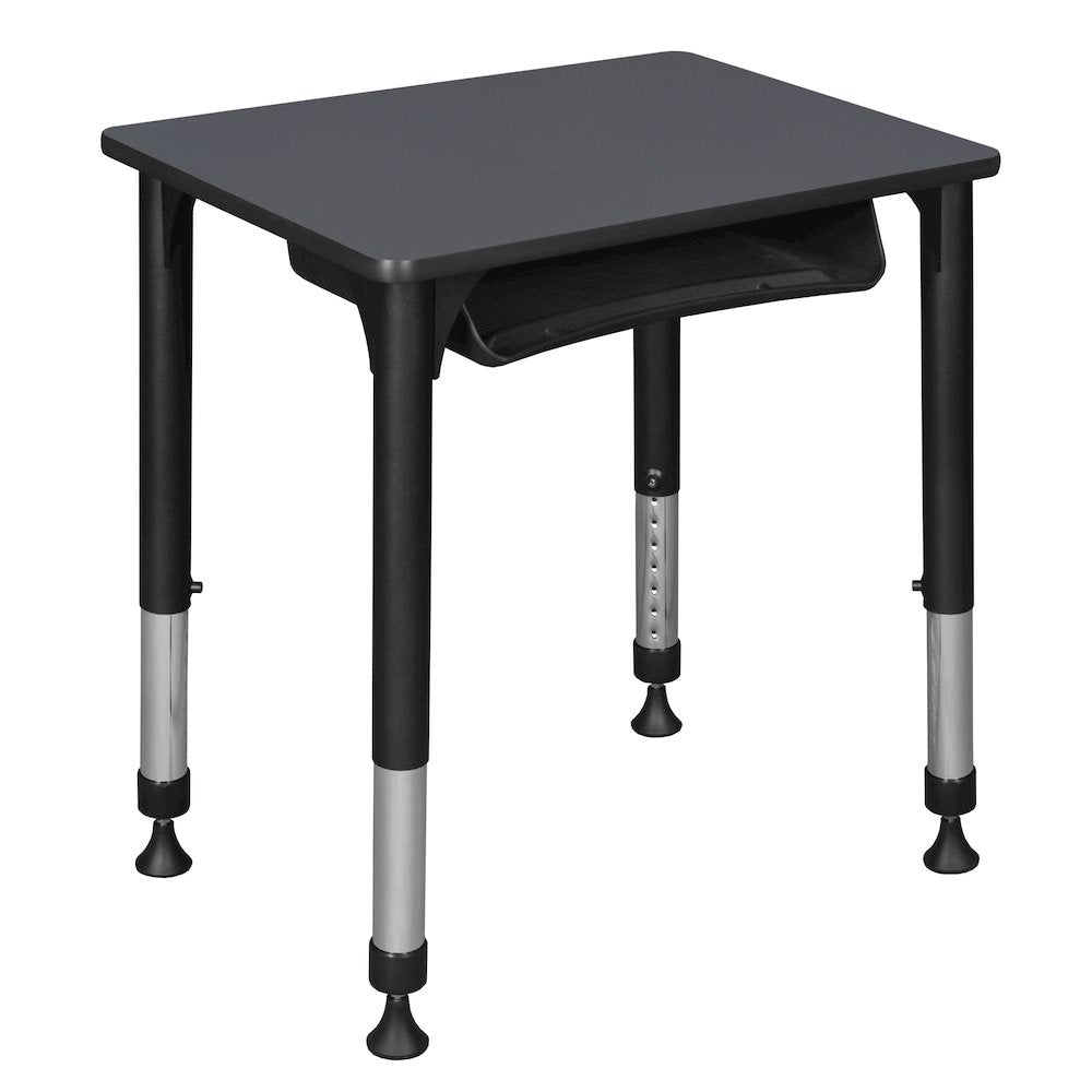 18.5x26 Rectangle Height Classroom School Desk with Book Storage- Grey