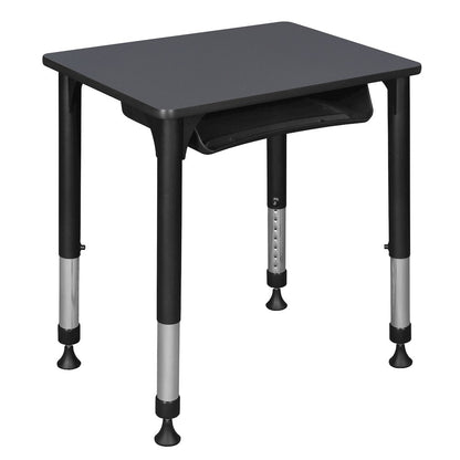 18.5x26 Rectangle Height Classroom School Desk with Book Storage- Grey