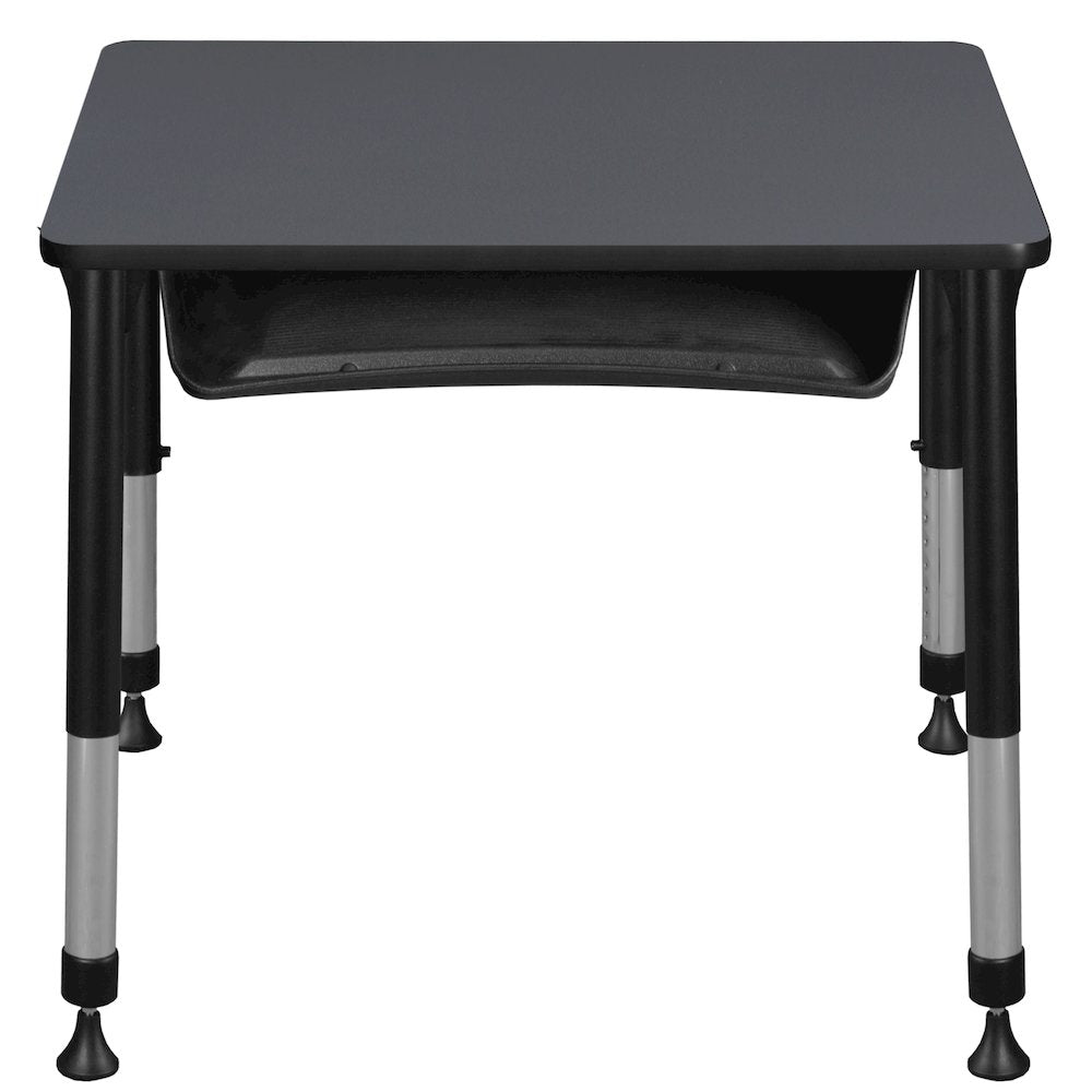 18.5x26 Rectangle Height Classroom School Desk with Book Storage- Grey