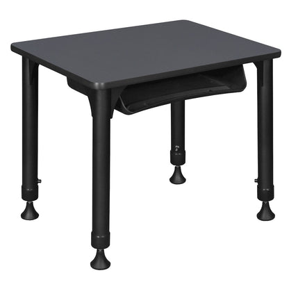 18.5x26 Rectangle Height Classroom School Desk with Book Storage- Grey