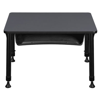 18.5x26 Rectangle Height Classroom School Desk with Book Storage- Grey