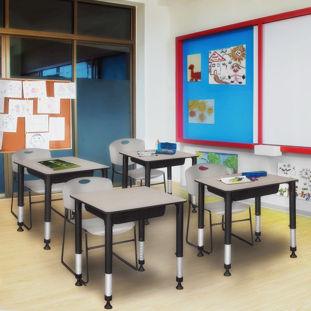 18.5 x 26 in Rectangle Height Adjustable Classroom School Desk- Maple