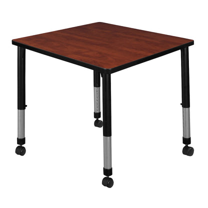 30 in. Square Height Adjustable Mobile Classroom Activity Table- Cherry