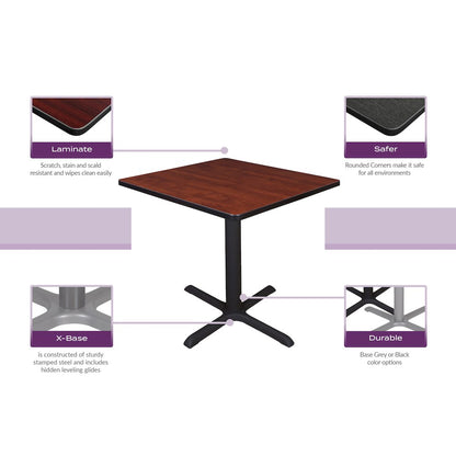 30 in. Small Square Breakroom Table- Cherry Top, Black Legs
