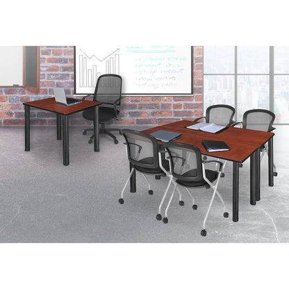 30 in. Small Square Breakroom Table- Cherry Top, Black Legs