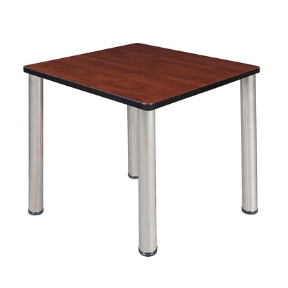 30 in. Small Square Breakroom Table- Cherry Top, Chrome Legs