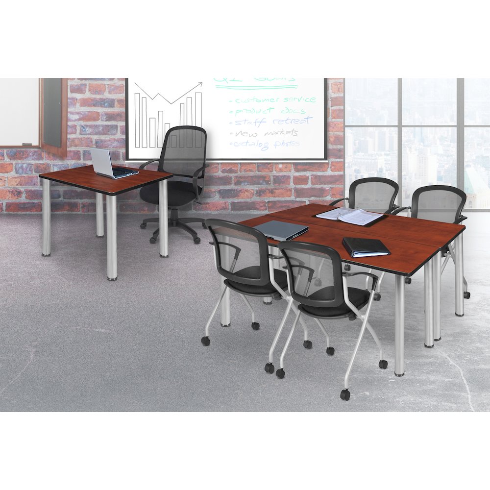 30 in. Small Square Breakroom Table- Cherry Top, Chrome Legs