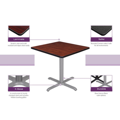 30 in. Small Square Breakroom Table- Cherry Top, Chrome Legs