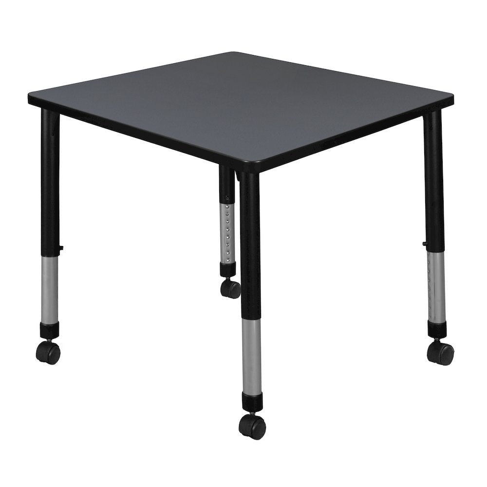 30 in. Square Height Adjustable Mobile Classroom Activity Table- Grey