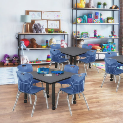 30 in. Square Height Adjustable Mobile Classroom Activity Table- Grey