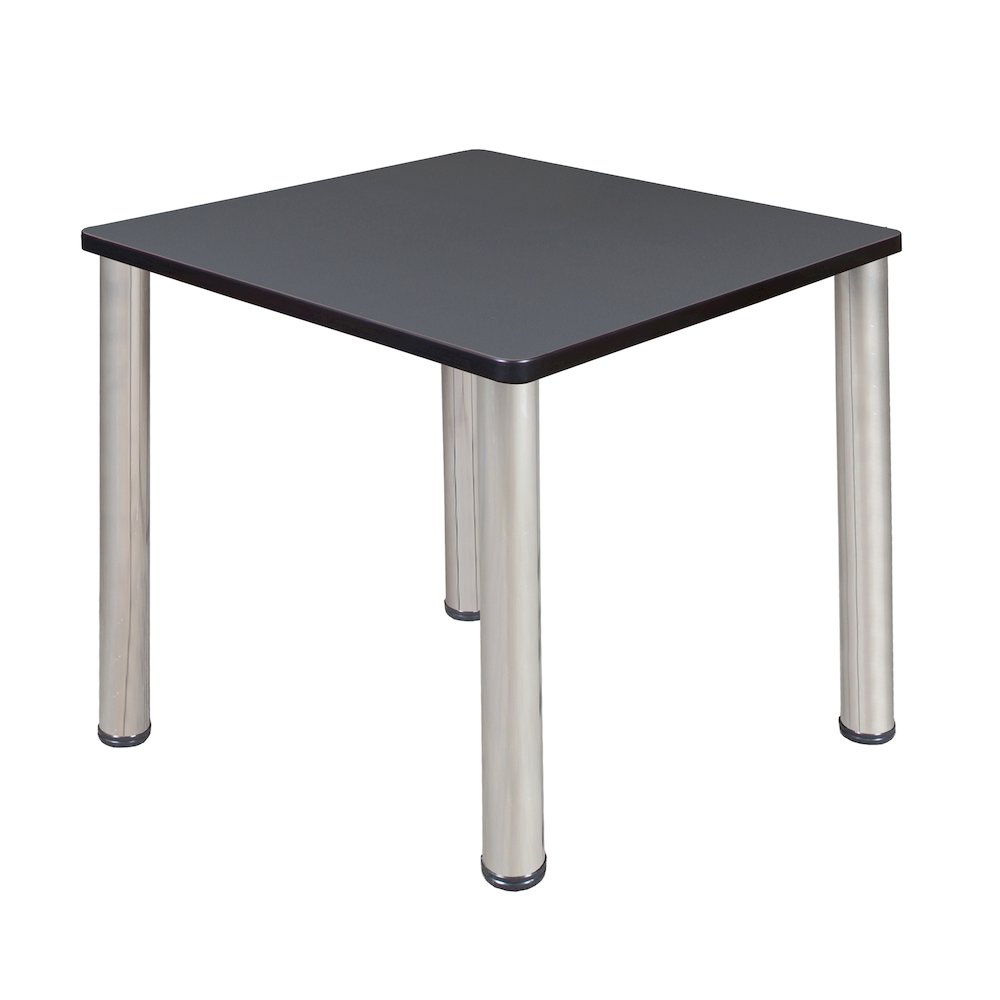 30 in. Small Square Breakroom Table- Grey Top, Chrome Legs